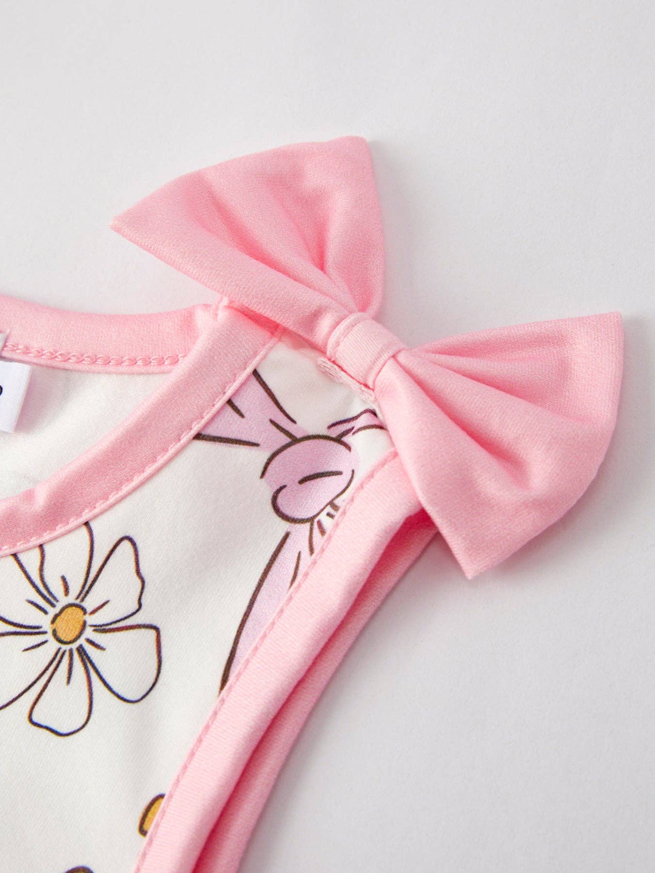 Girls Pink Bow Sleeveless Shorts Set