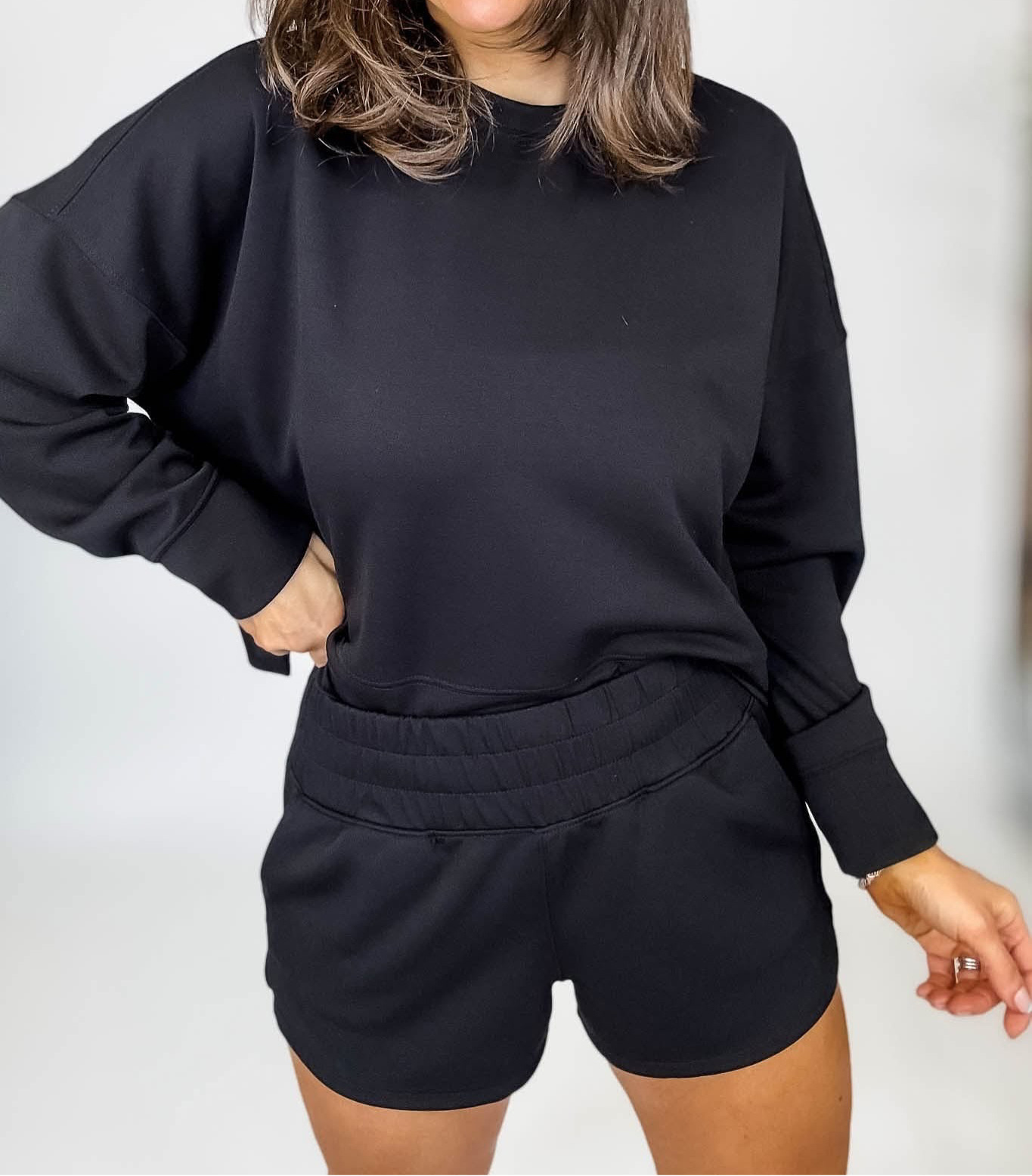 Lounging Around Scuba Short Set | Black