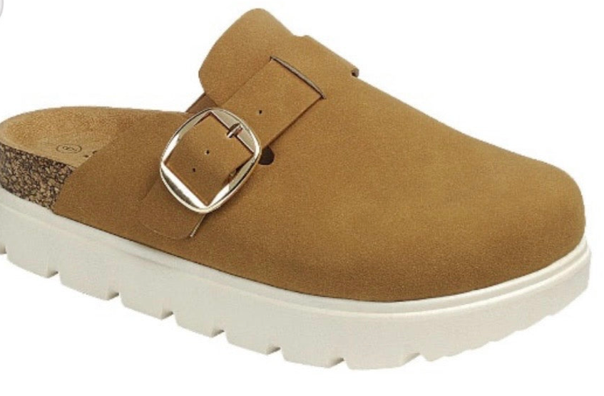 Tan Mule Slides