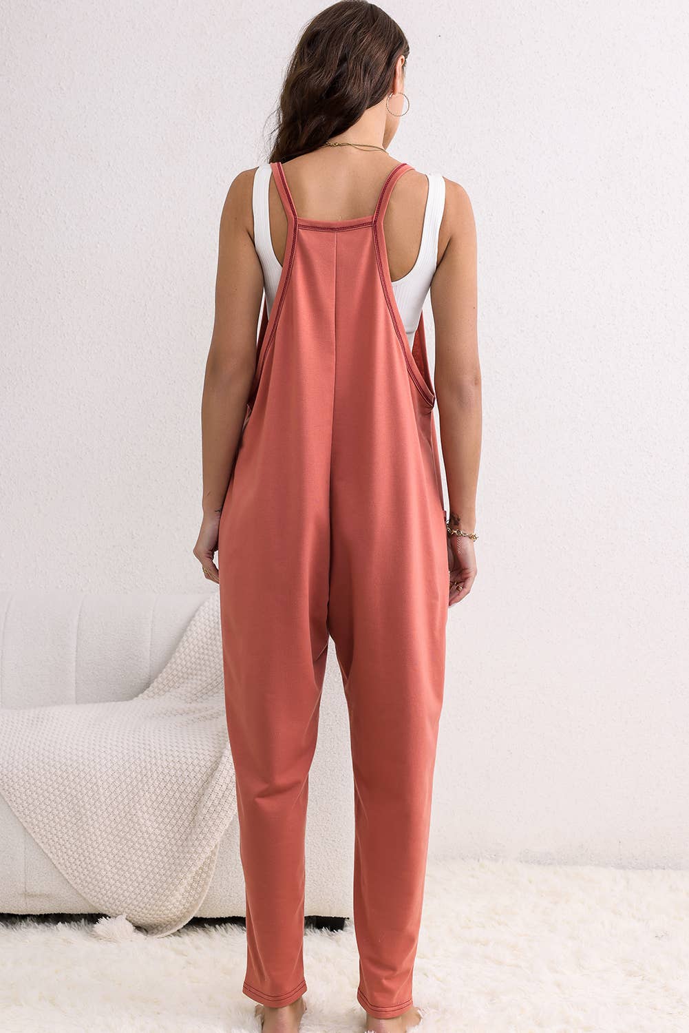 Sleeveless V Neck Jumpsuit