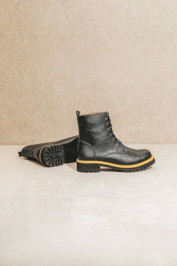 Drew Suede Combat Boots: Black