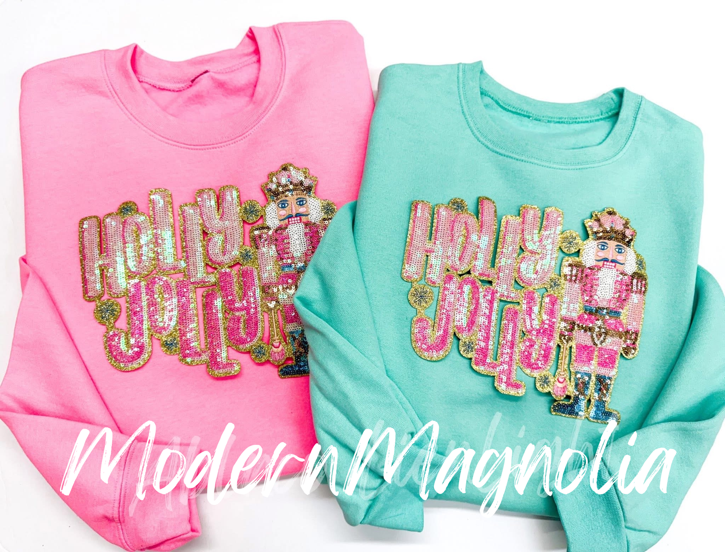 Holly Jolly Nutcracker Sequins Patch Sweatshirt