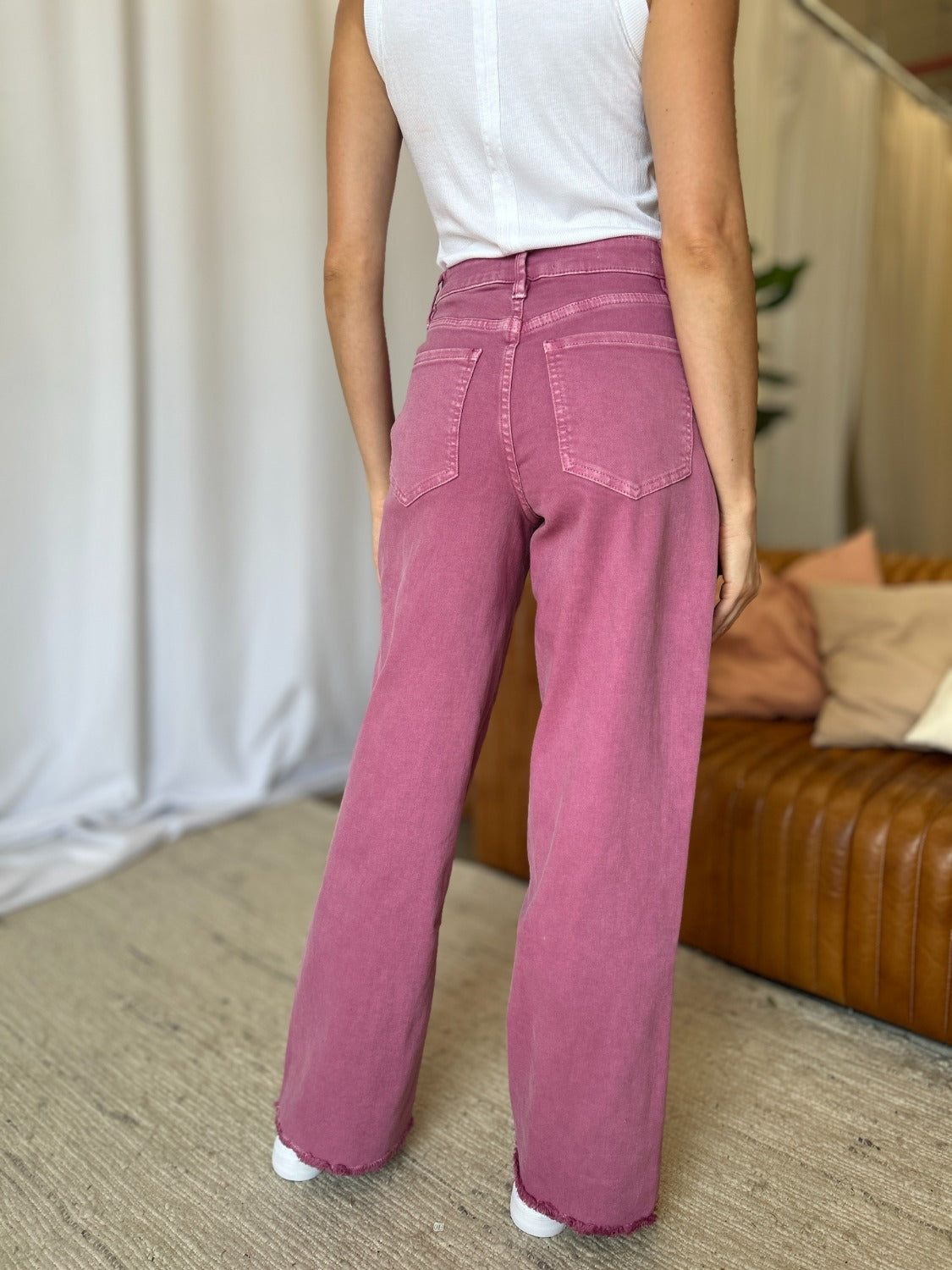 Rebecca High Rise Garment Dye Wide Leg Jeans