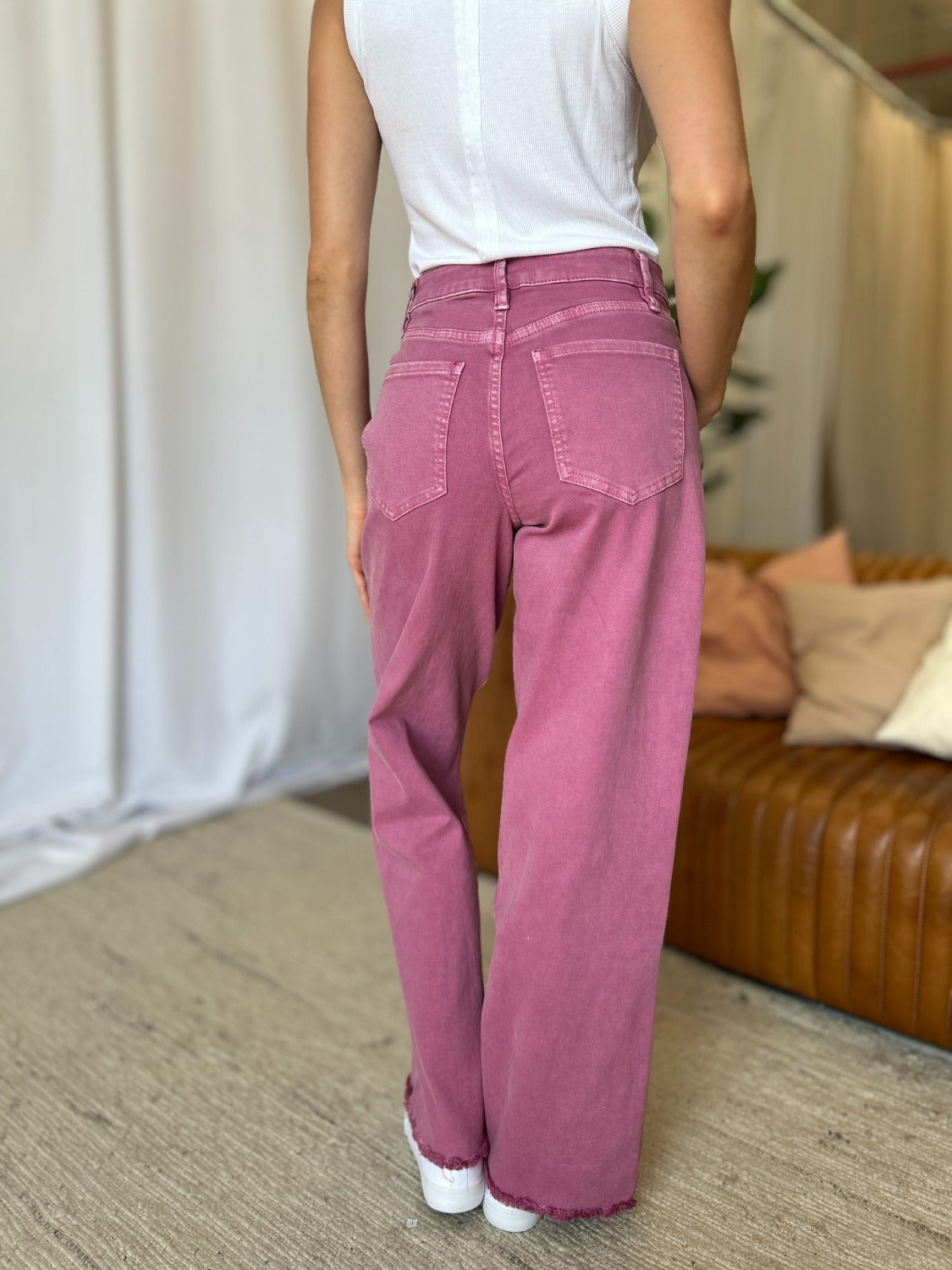 Rebecca High Rise Garment Dye Wide Leg Jeans