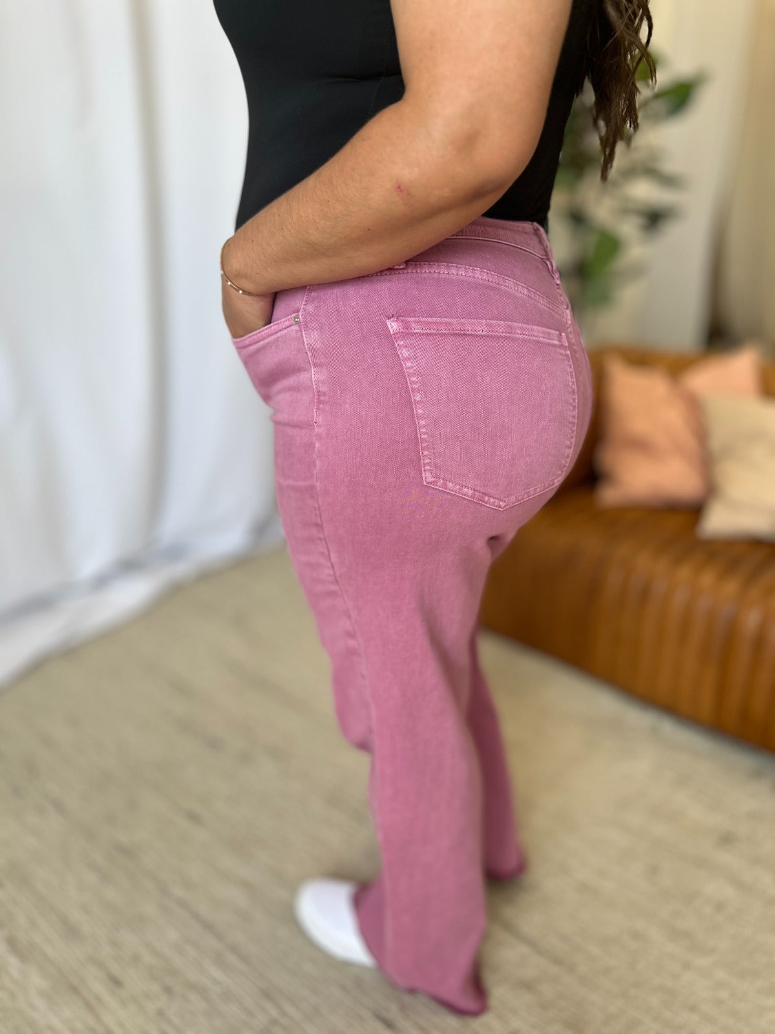 Rebecca High Rise Garment Dye Wide Leg Jeans