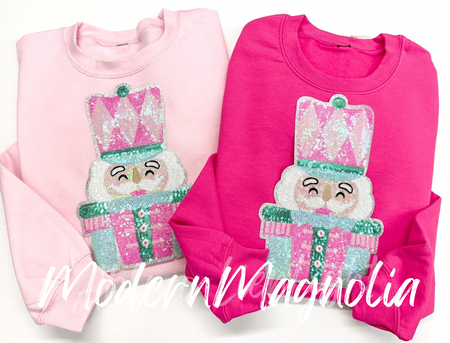 Nutcracker Blue Pink Sequins Patch Sweatshirt