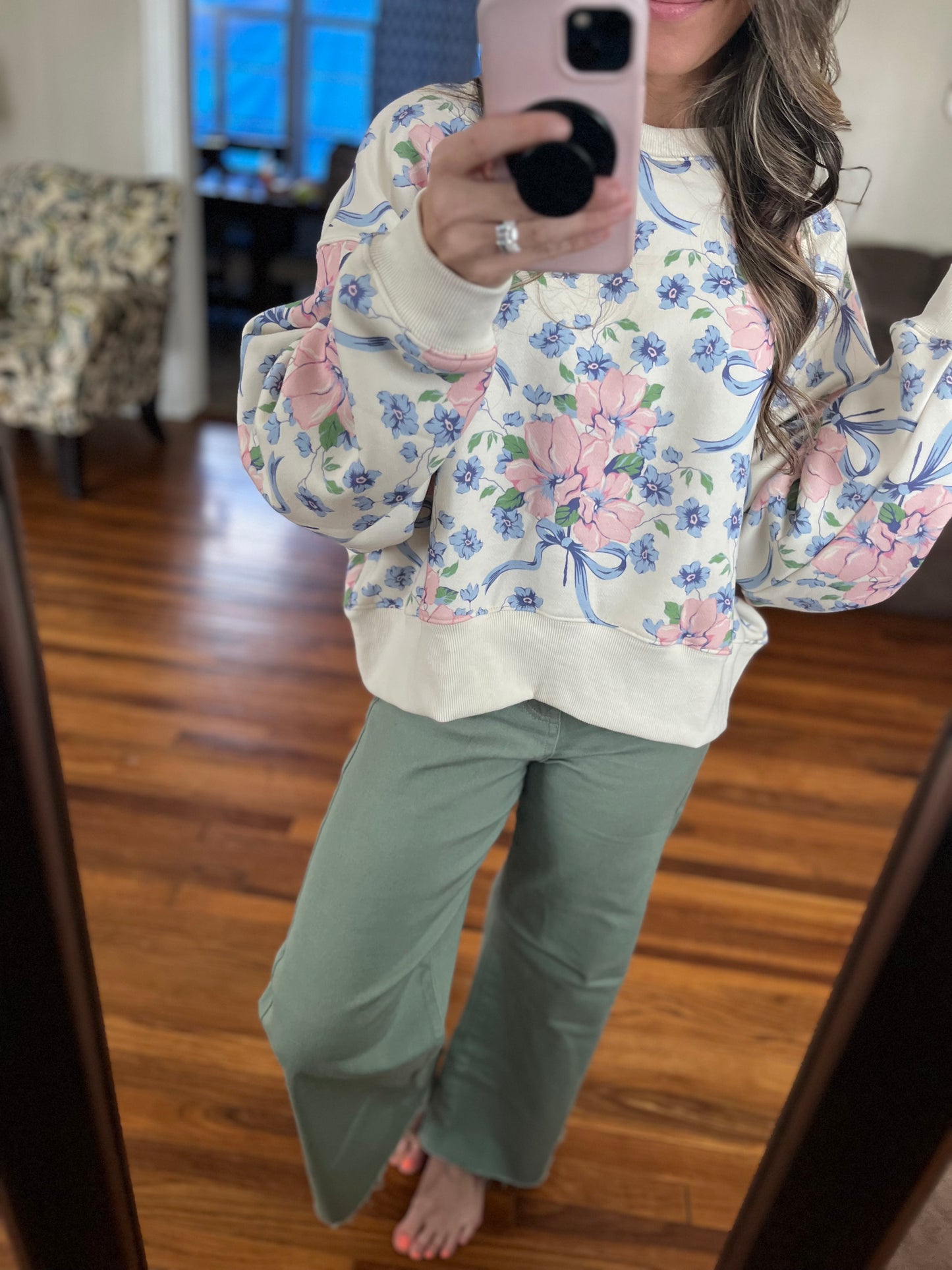 Floral Print Oversized Sweatshirt
