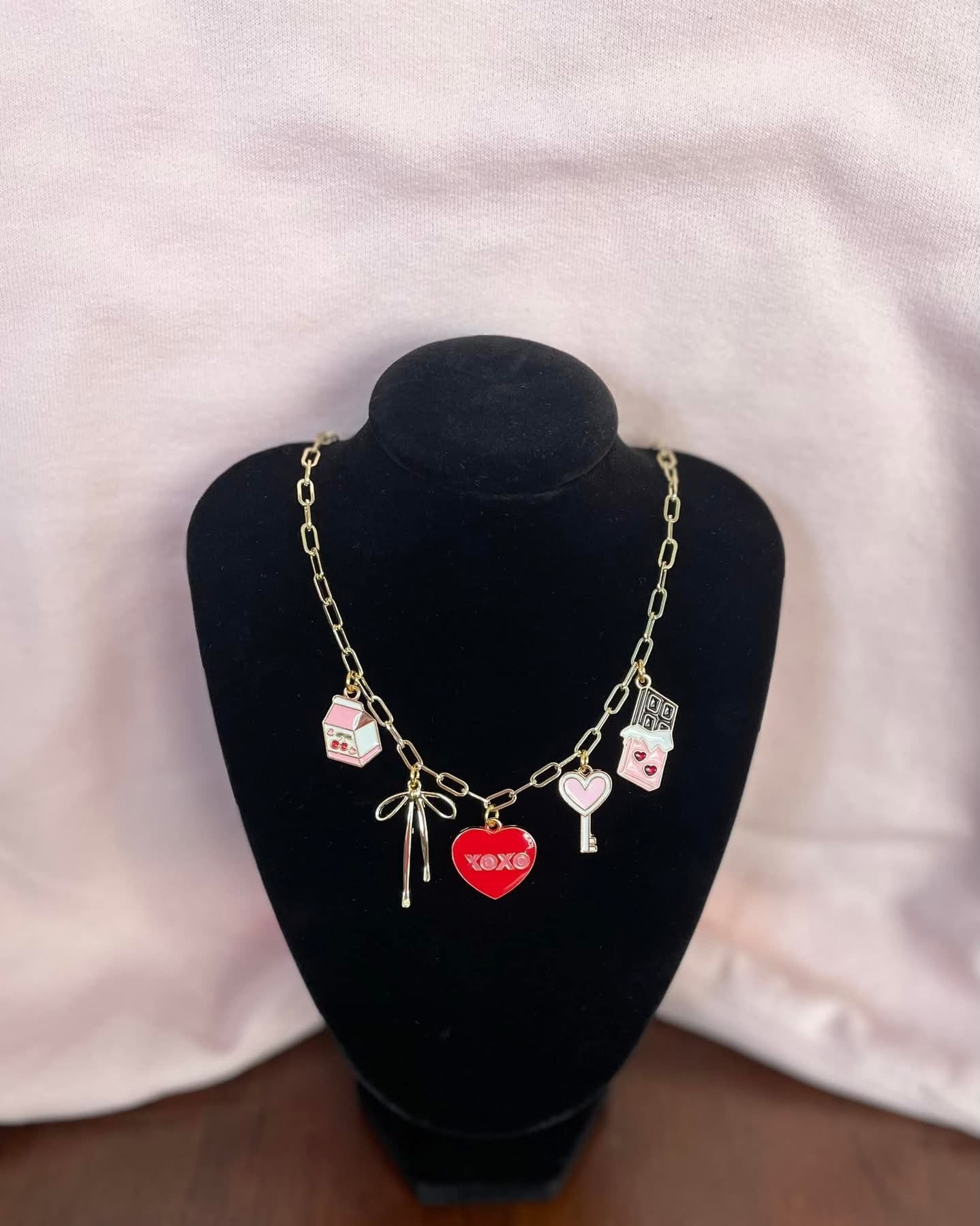 Heart Charm Necklace | Red