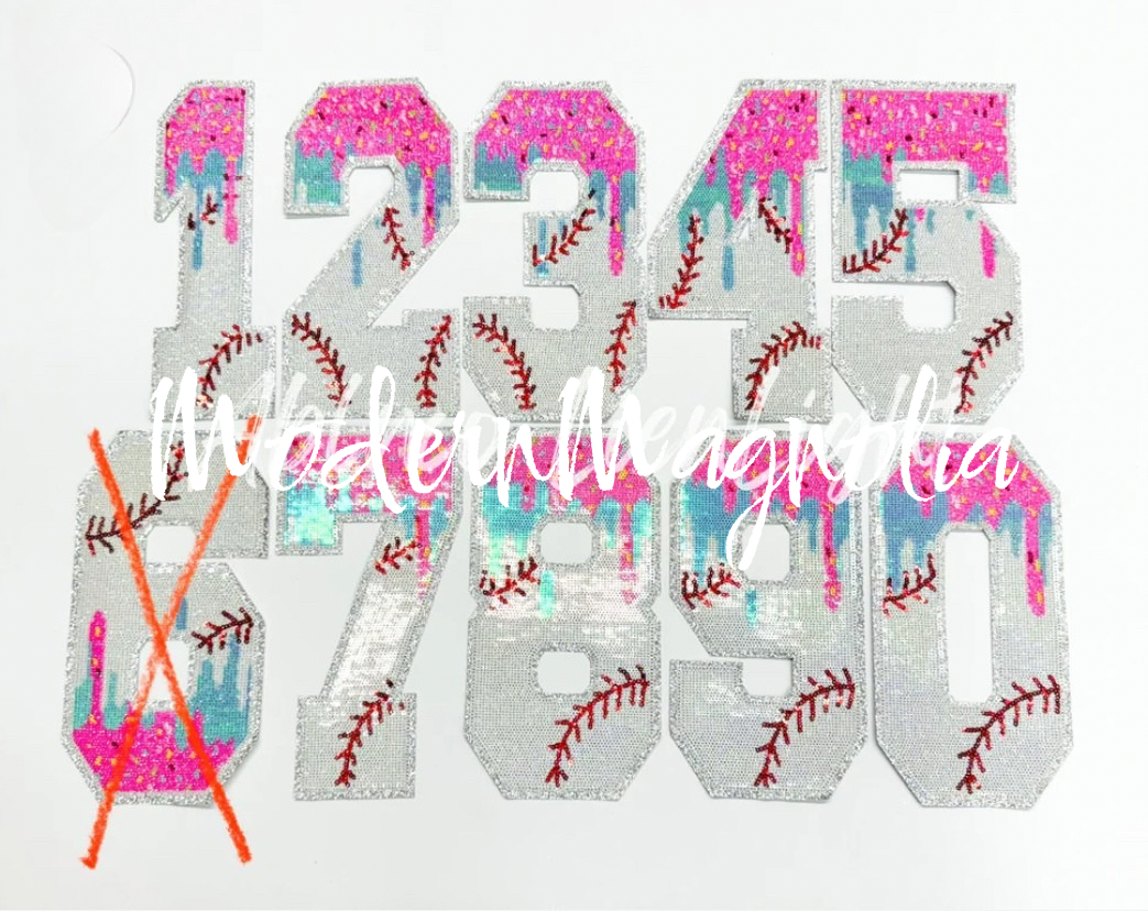Sequin Baseball Drip Number Gameday Tee