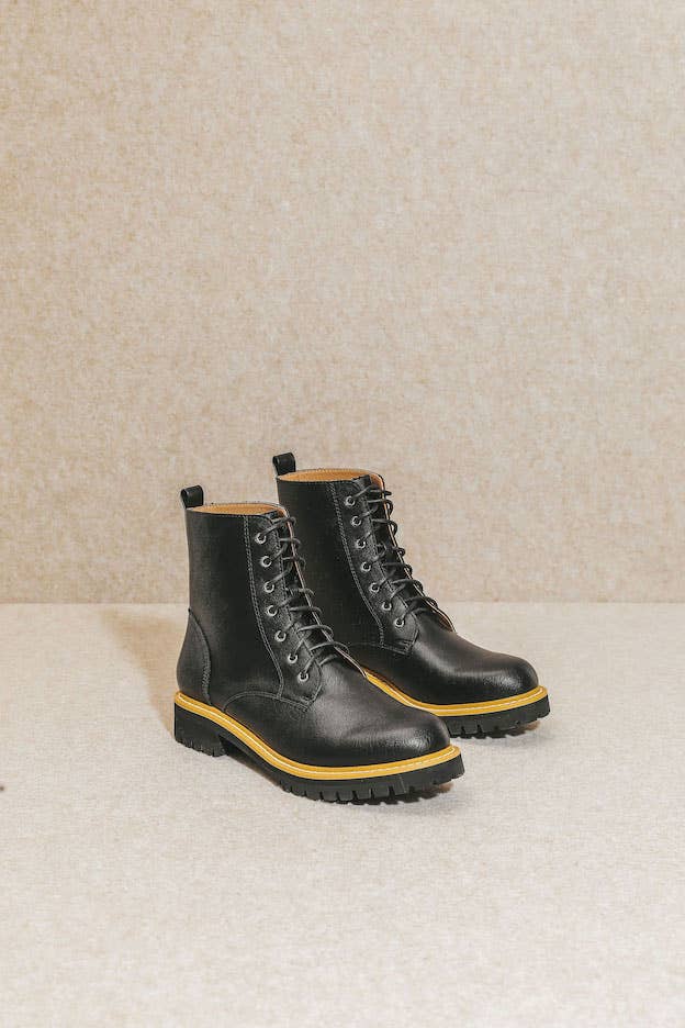 Drew Suede Combat Boots: Black