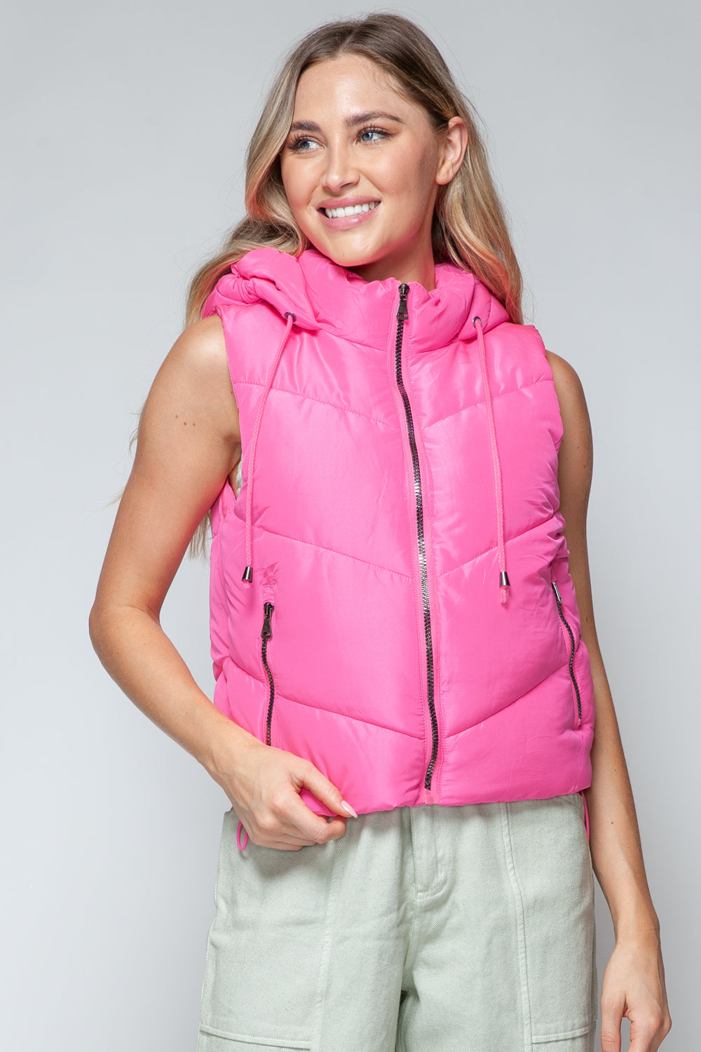 Quilted Puffer Vest | Pink