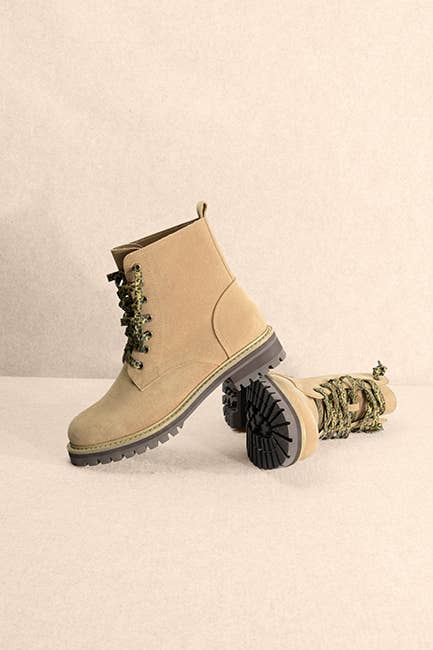 Drew Suede Combat Boots | Khaki
