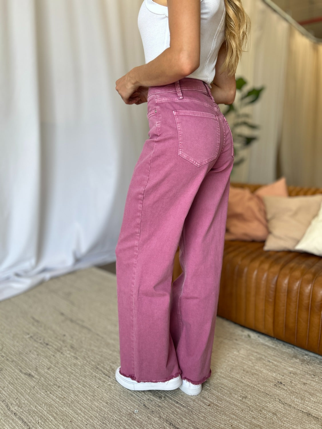 Rebecca High Rise Garment Dye Wide Leg Jeans