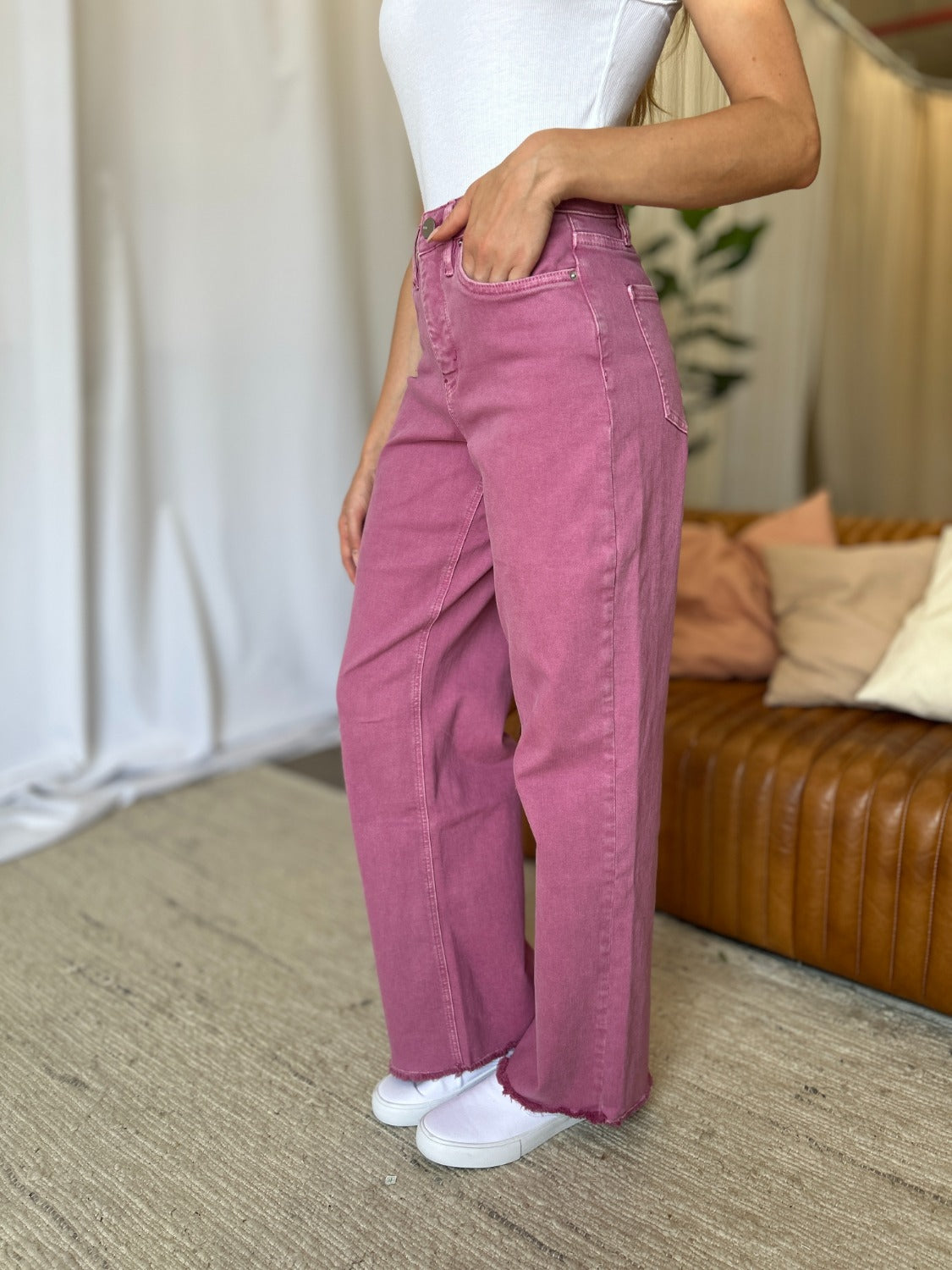 Rebecca High Rise Garment Dye Wide Leg Jeans