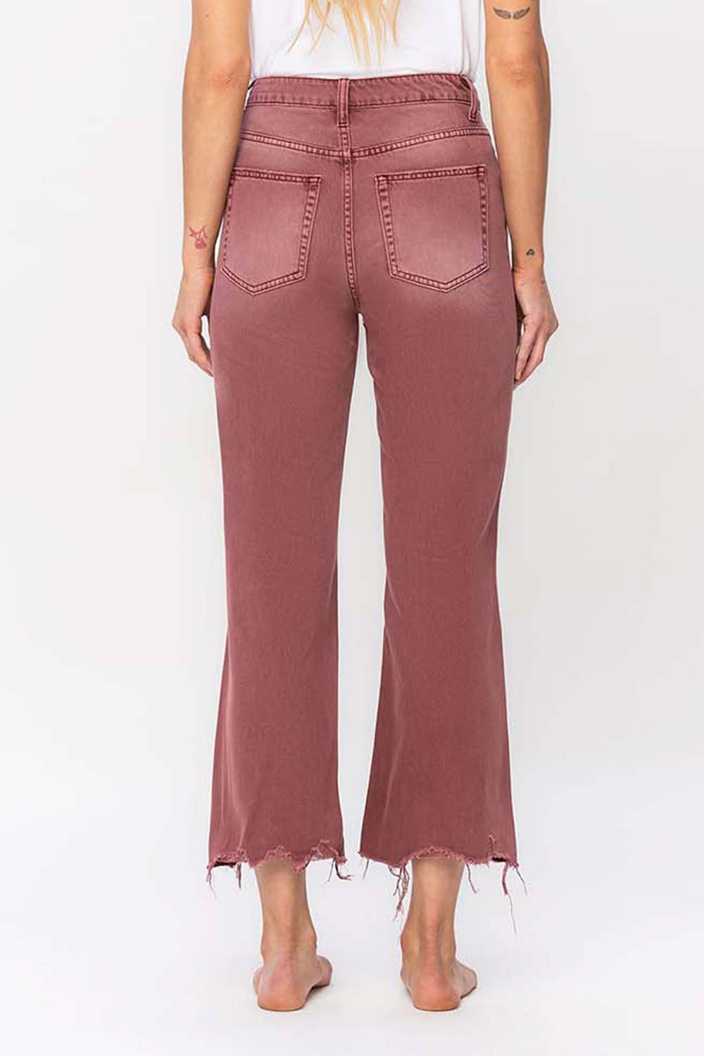 90'S VINTAGE SUPER HIGH RISE CROP FLARE JEANS | RUSSET BROWN