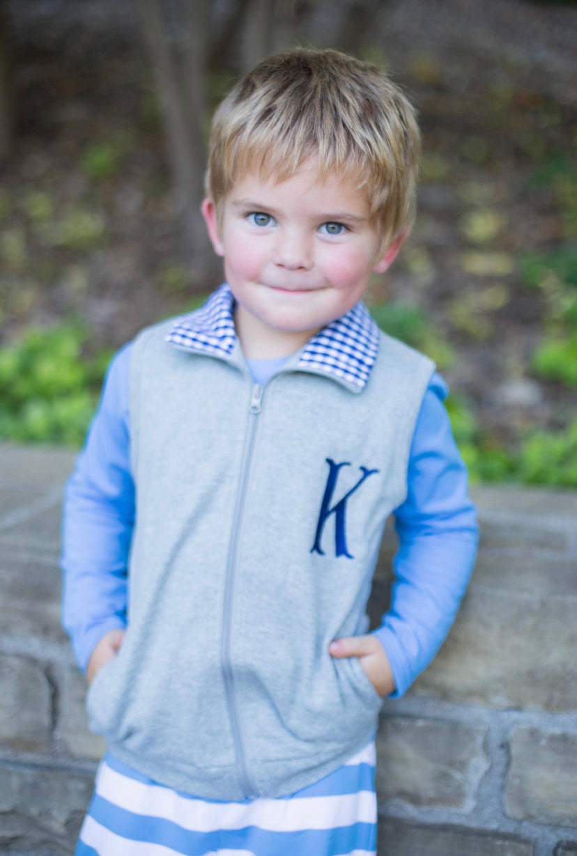 Gingham Monogram Vest