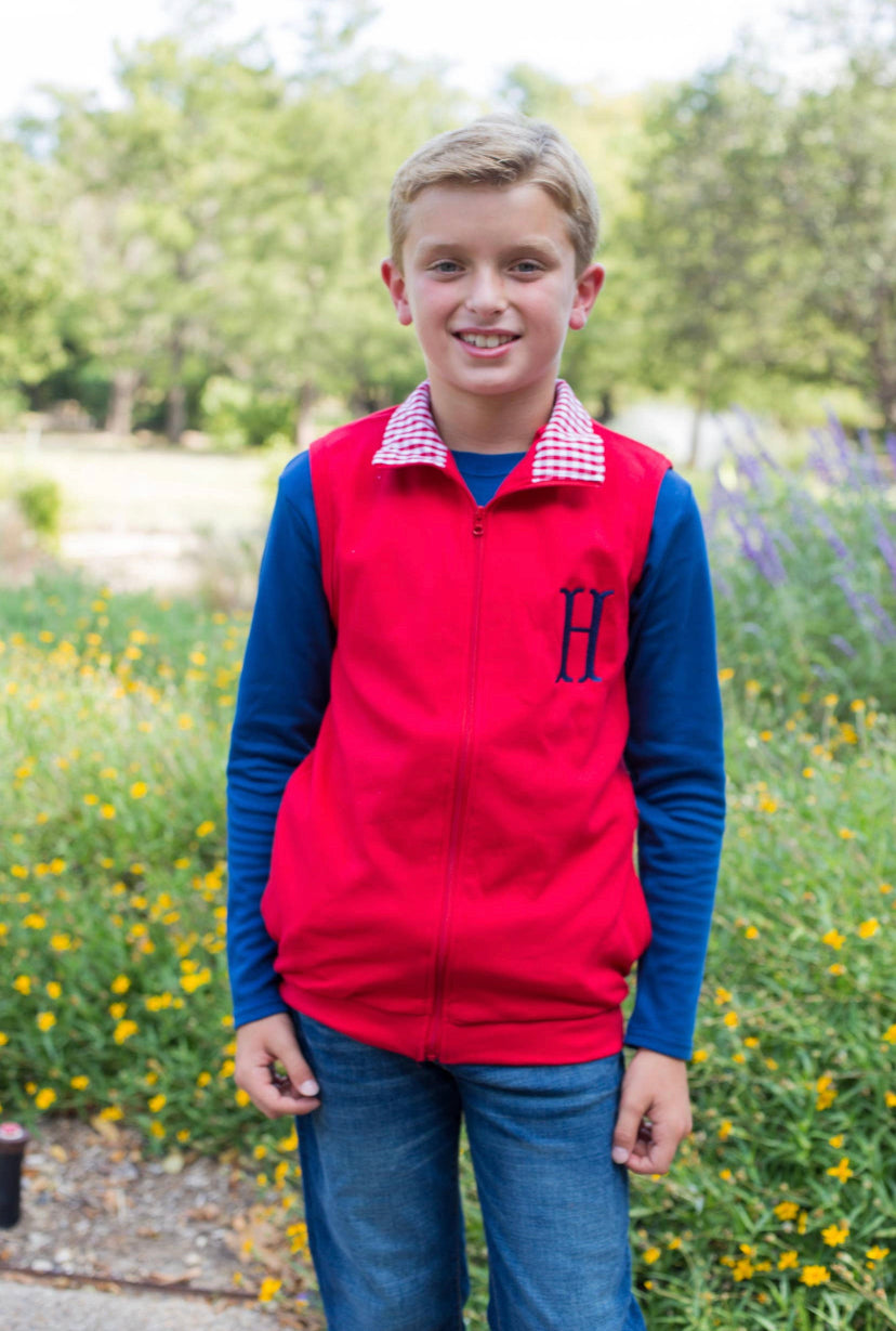 Gingham Monogram Vest