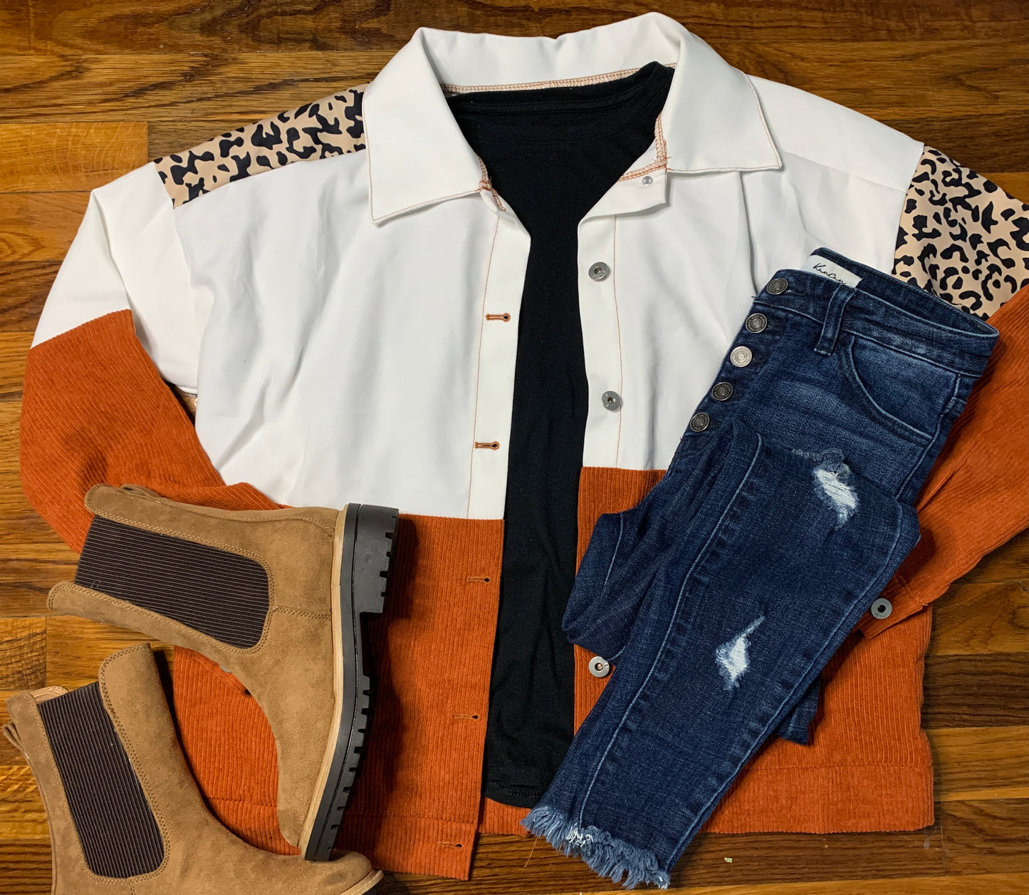 Corduroy Color Block Shacket