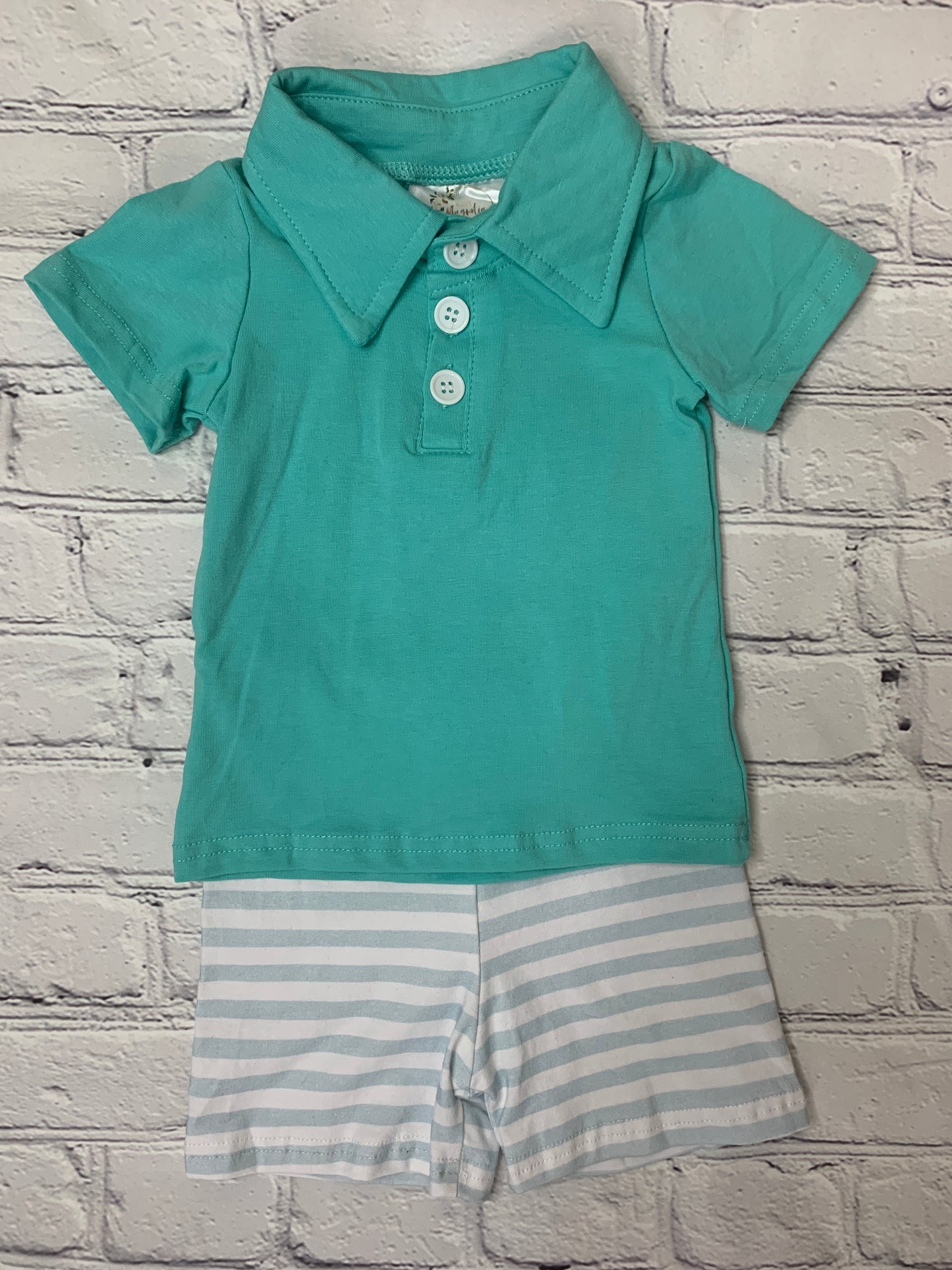 Boys Mint Polo Short Set