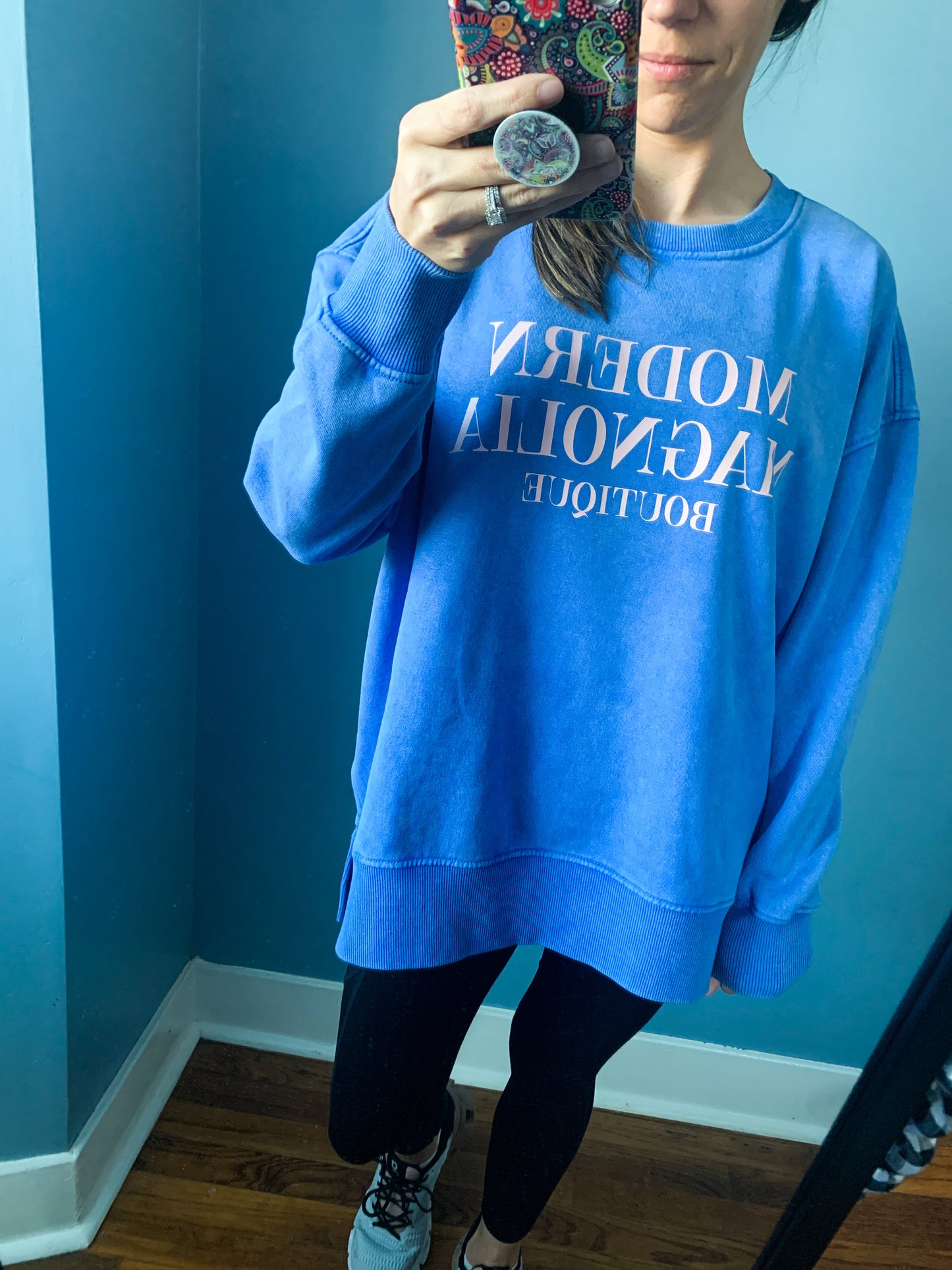 Blue Acid Wash Signature Pullover