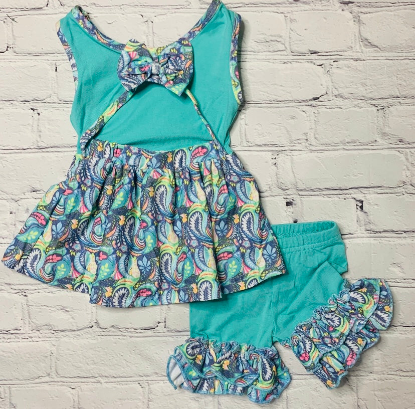 Girls Mint Paisley Short Set