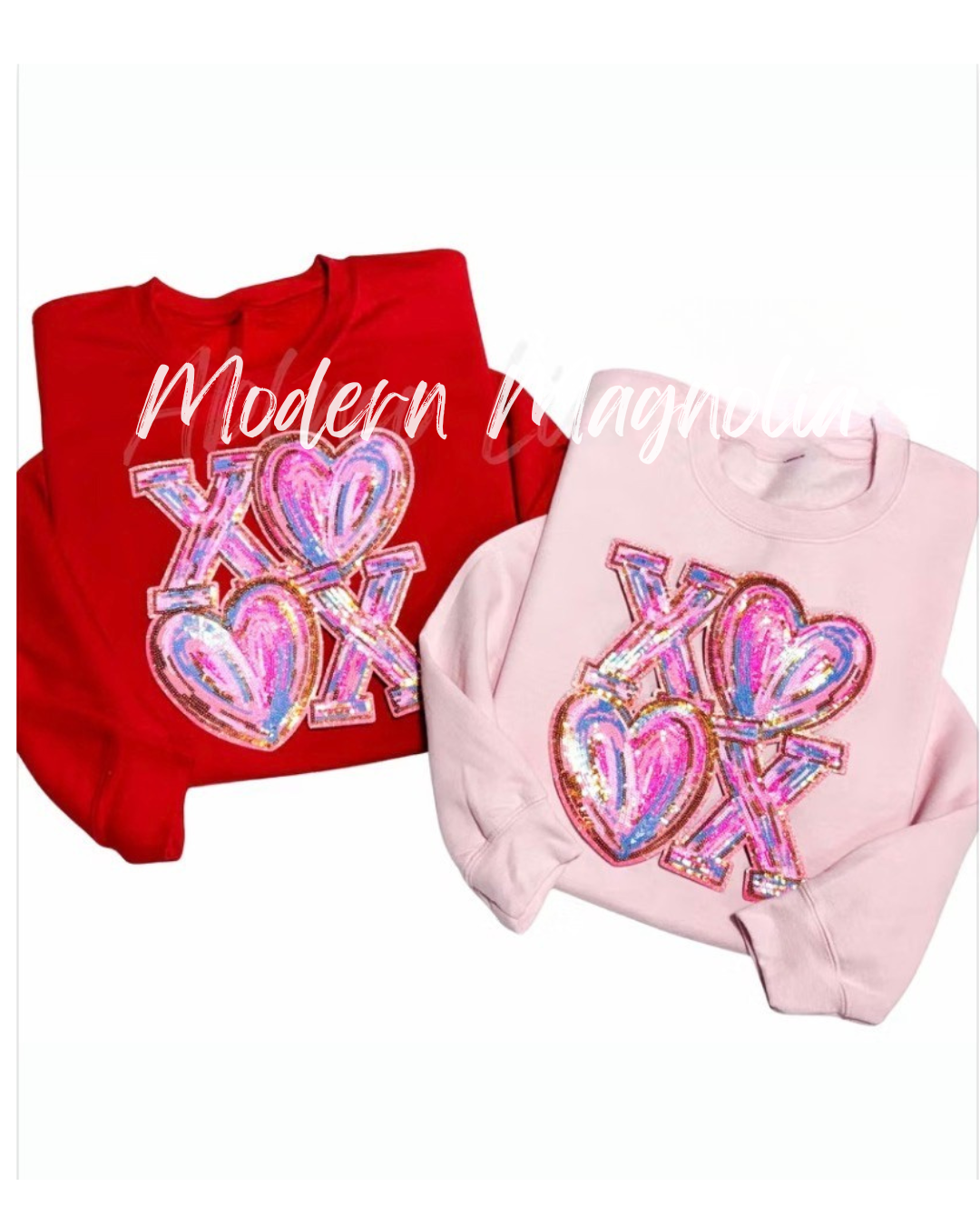 XoXo Pink Splatter Sequins Patch Sweatshirt