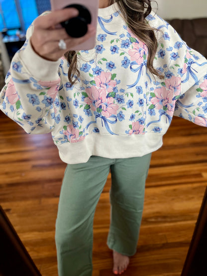 Floral Print Oversized Sweatshirt