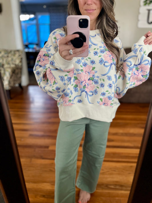 Floral Print Oversized Sweatshirt