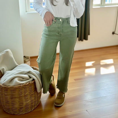 Risen Crop Denim | Olive