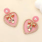Pink Bow Heart Earrings