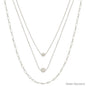 Water Resistant Silver Ball with Chain Triple Layered 16"-18" Necklace