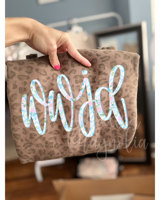 Floral WWJD Leopard Tee