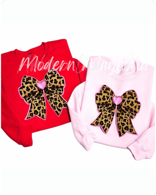 Chenille Heart Bow Patch Sweatshirt
