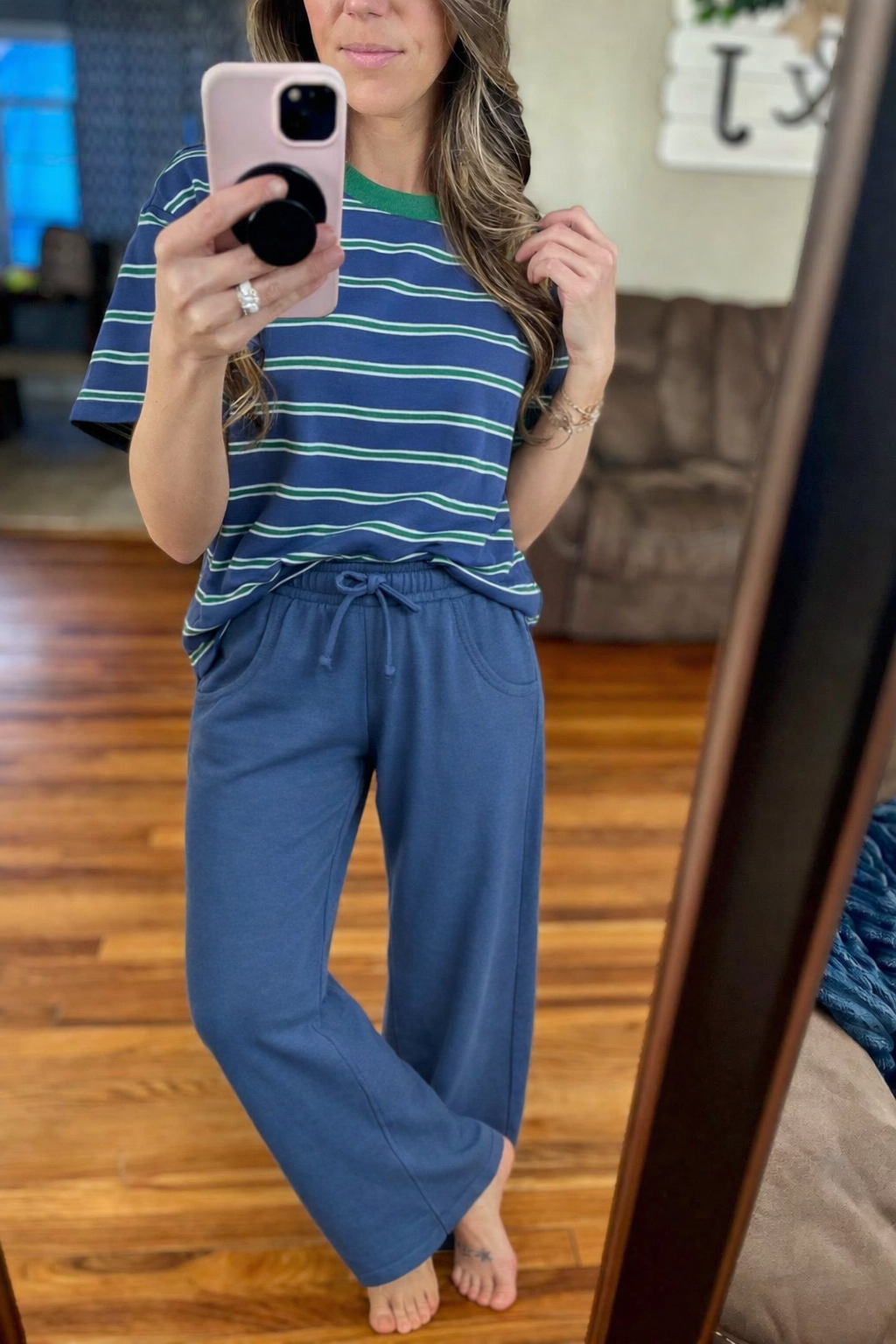 Striped Boxy Tee | Blue