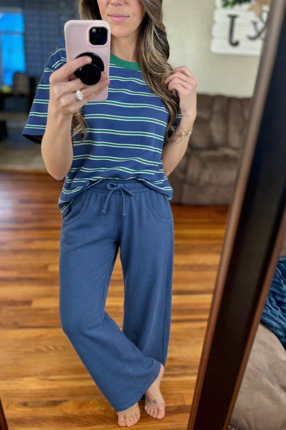 Striped Boxy Tee | Blue