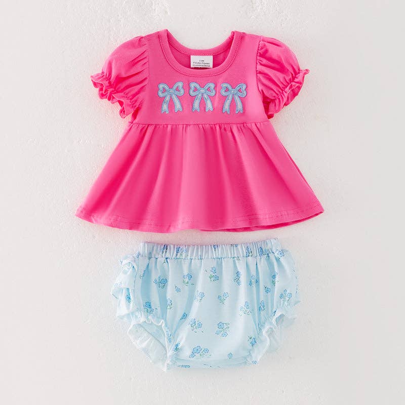 Bow Embroidered Bloomer Set