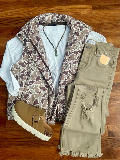 Risen High Rise Distressed Denim | Sand