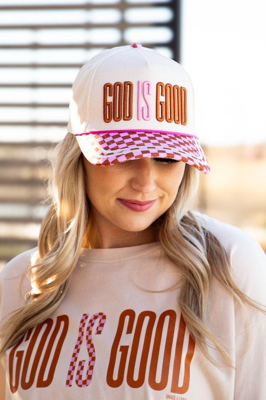 God is Good Checkered Trucker Hat