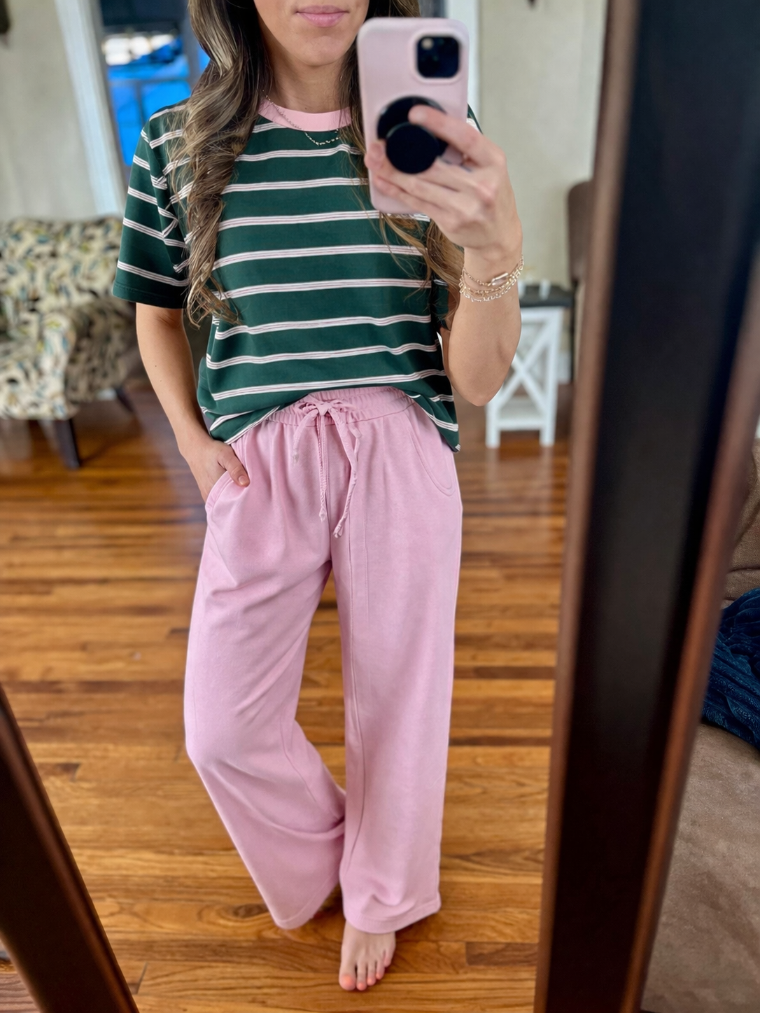 Striped Boxy Tee | Green