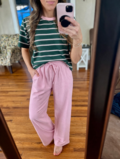 Striped Boxy Tee | Green