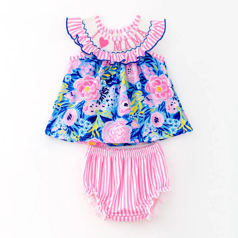 I LOVE MAMA Smocked Bloomer Set