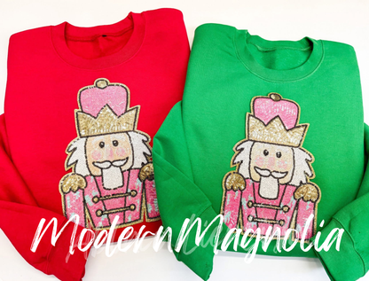 Nutcracker Pink Gold Sequins Patch Sweatshirt