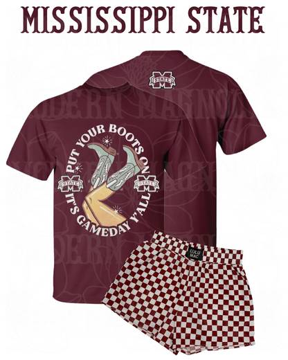 Maroon Checkered Boxer Shorts
