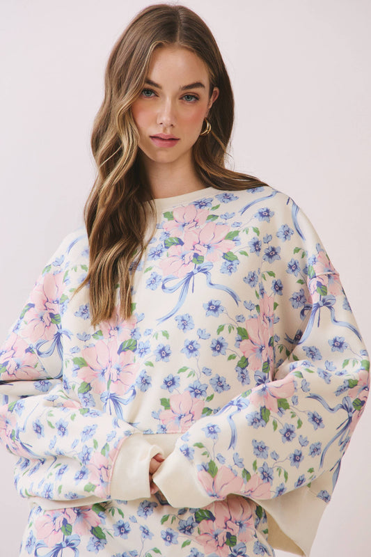 Floral Print Oversized Sweatshirt