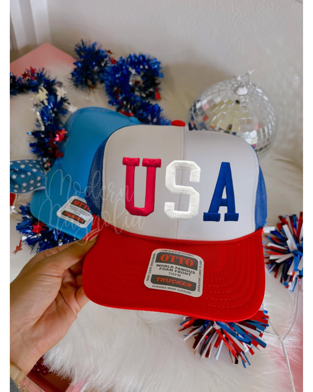 USA Puff Embroidery Trucker Hat