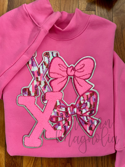 XOXO Mock Neck Sweatshirt | Pink