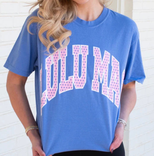 Lulu Mac Polka Dot Tee- Blue Flo