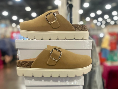 Tan Mule Slides