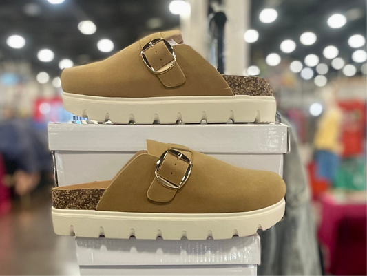 Tan Mule Slides