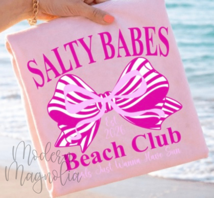 Salty Babes Beach Club Tee | Hot Pink